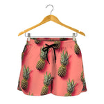 Pastel Pink Pineapple Pattern Print Women's Shorts