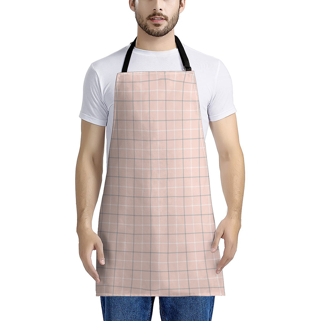 Pastel Pink Tattersall Pattern Print Apron