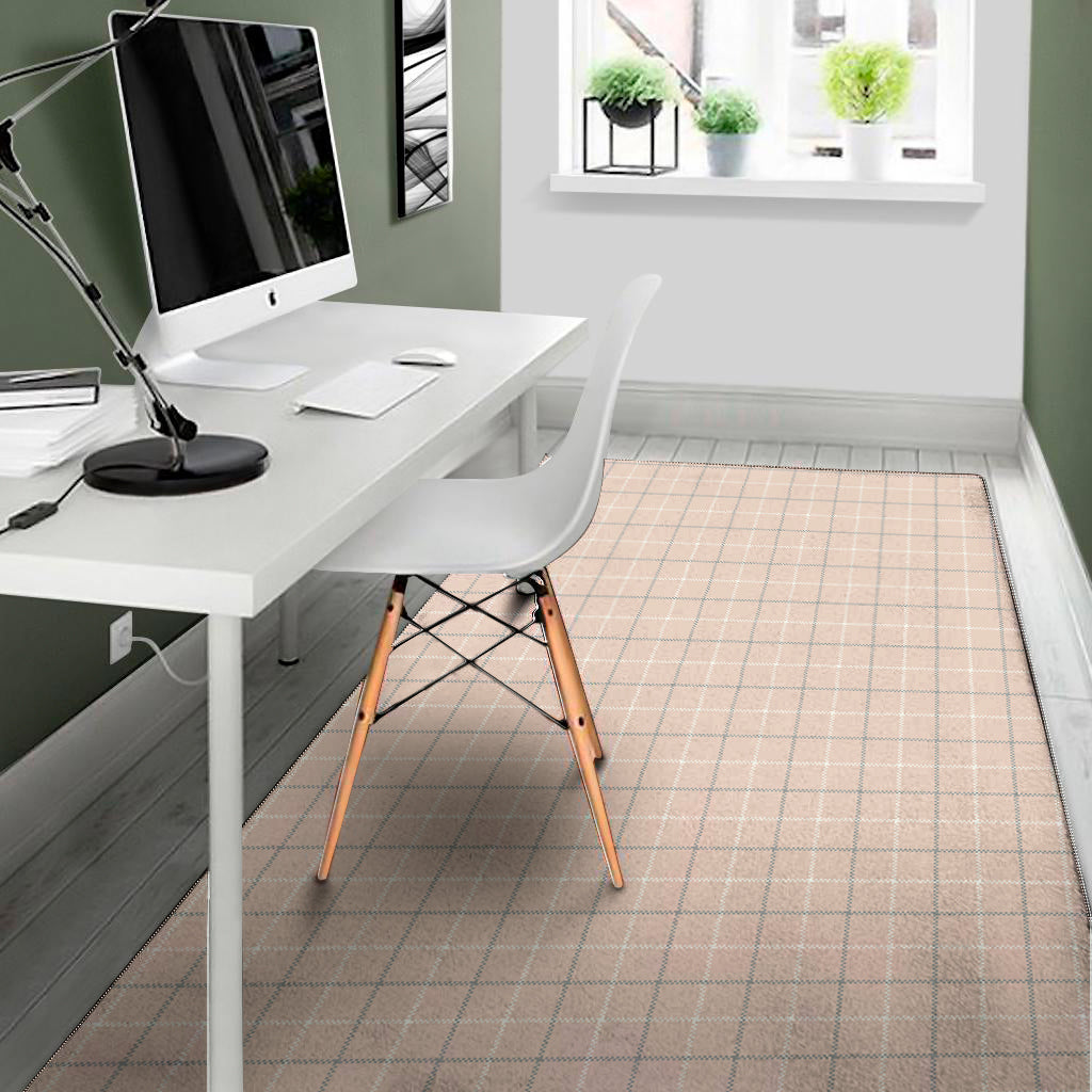 Pastel Pink Tattersall Pattern Print Area Rug