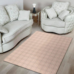 Pastel Pink Tattersall Pattern Print Area Rug