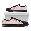 Pastel Pink Tattersall Pattern Print Black Low Top Sneakers