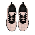 Pastel Pink Tattersall Pattern Print Black Sneakers