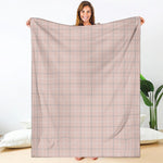 Pastel Pink Tattersall Pattern Print Blanket