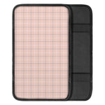 Pastel Pink Tattersall Pattern Print Car Center Console Cover