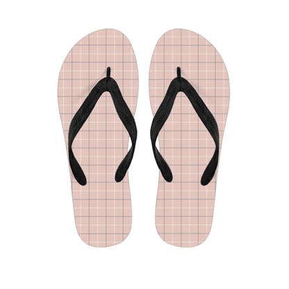 Pastel Pink Tattersall Pattern Print Flip Flops