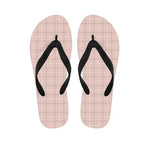 Pastel Pink Tattersall Pattern Print Flip Flops