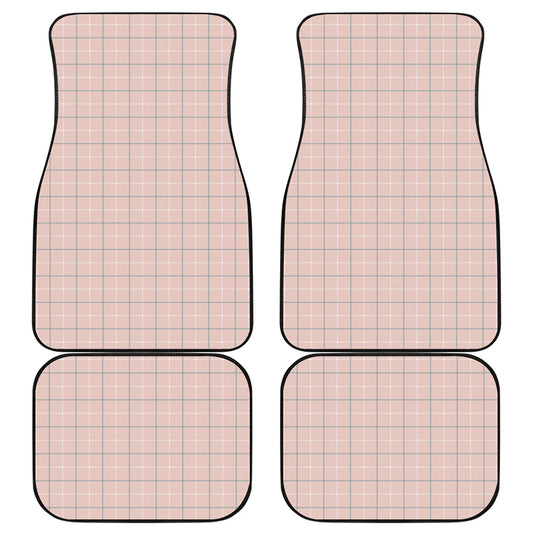 Pastel Pink Tattersall Pattern Print Front and Back Car Floor Mats
