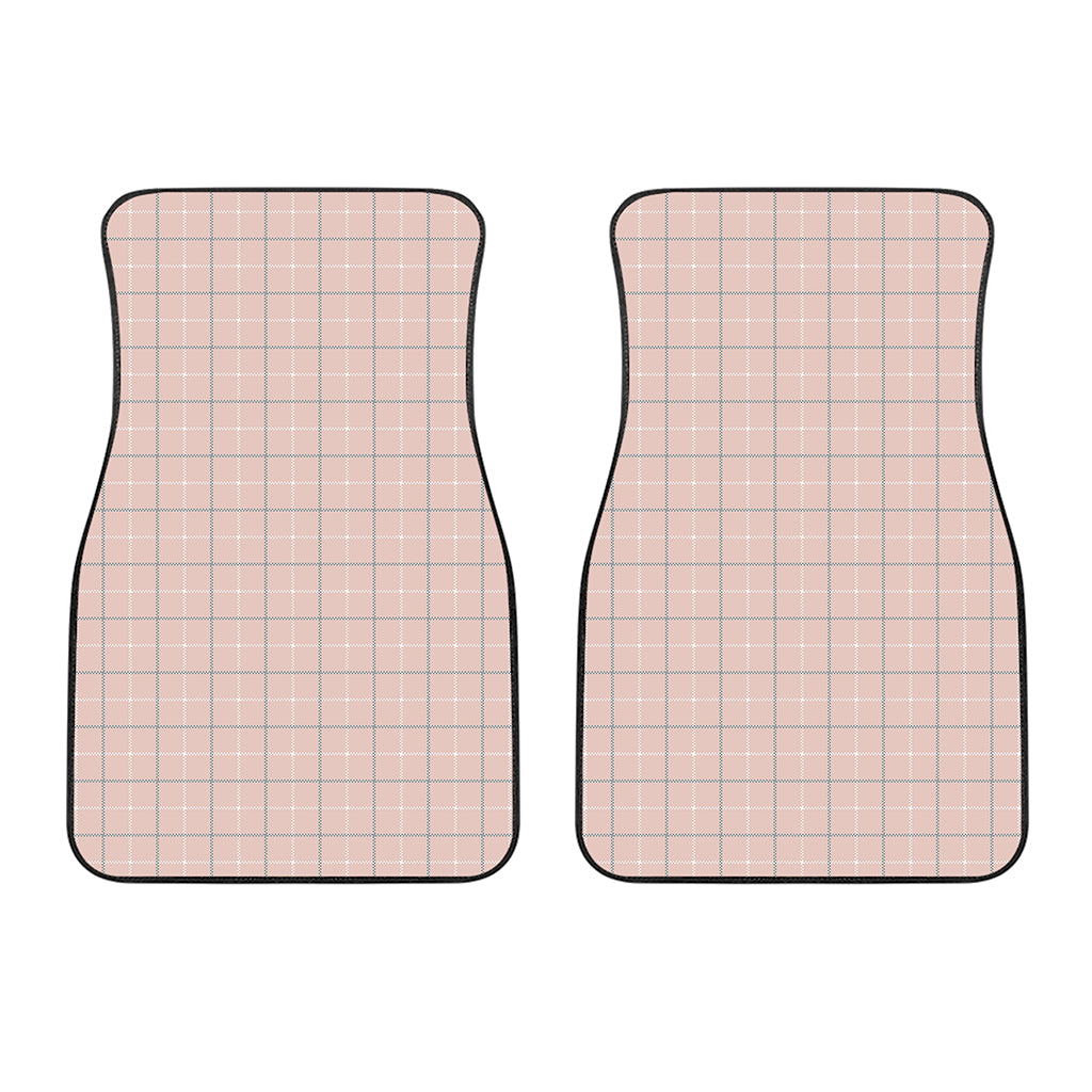 Pastel Pink Tattersall Pattern Print Front Car Floor Mats