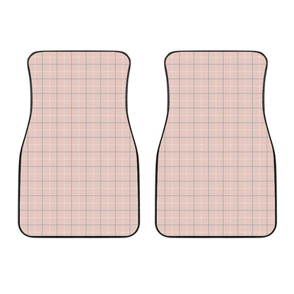 Pastel Pink Tattersall Pattern Print Front Car Floor Mats