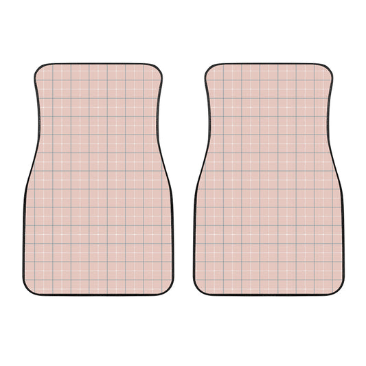 Pastel Pink Tattersall Pattern Print Front Car Floor Mats