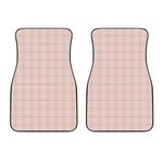 Pastel Pink Tattersall Pattern Print Front Car Floor Mats
