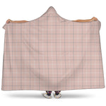 Pastel Pink Tattersall Pattern Print Hooded Blanket
