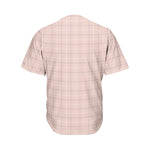 Pastel Pink Tattersall Pattern Print Men's Baseball Jersey
