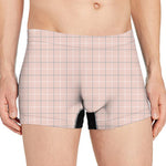 Pastel Pink Tattersall Pattern Print Men's Boxer Briefs