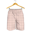 Pastel Pink Tattersall Pattern Print Men's Shorts