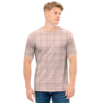 Pastel Pink Tattersall Pattern Print Men's T-Shirt