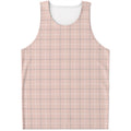Pastel Pink Tattersall Pattern Print Men's Tank Top