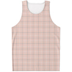 Pastel Pink Tattersall Pattern Print Men's Tank Top