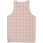 Pastel Pink Tattersall Pattern Print Men's Tank Top