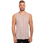 Pastel Pink Tattersall Pattern Print Men's Tank Top