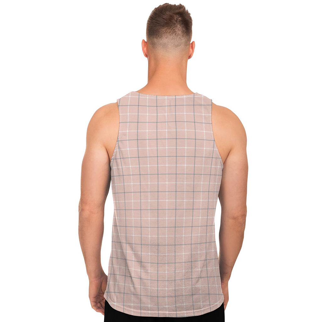 Pastel Pink Tattersall Pattern Print Men's Tank Top