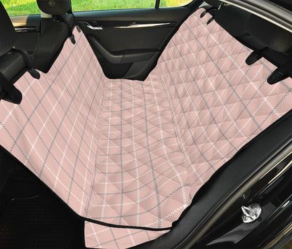 Pastel Pink Tattersall Pattern Print Pet Car Back Seat Cover