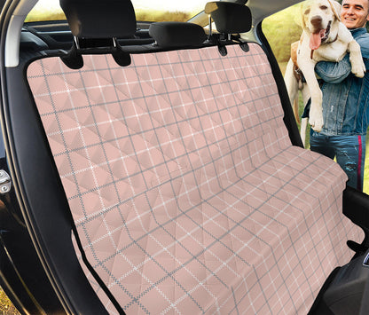 Pastel Pink Tattersall Pattern Print Pet Car Back Seat Cover