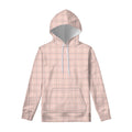 Pastel Pink Tattersall Pattern Print Pullover Hoodie