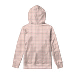 Pastel Pink Tattersall Pattern Print Pullover Hoodie