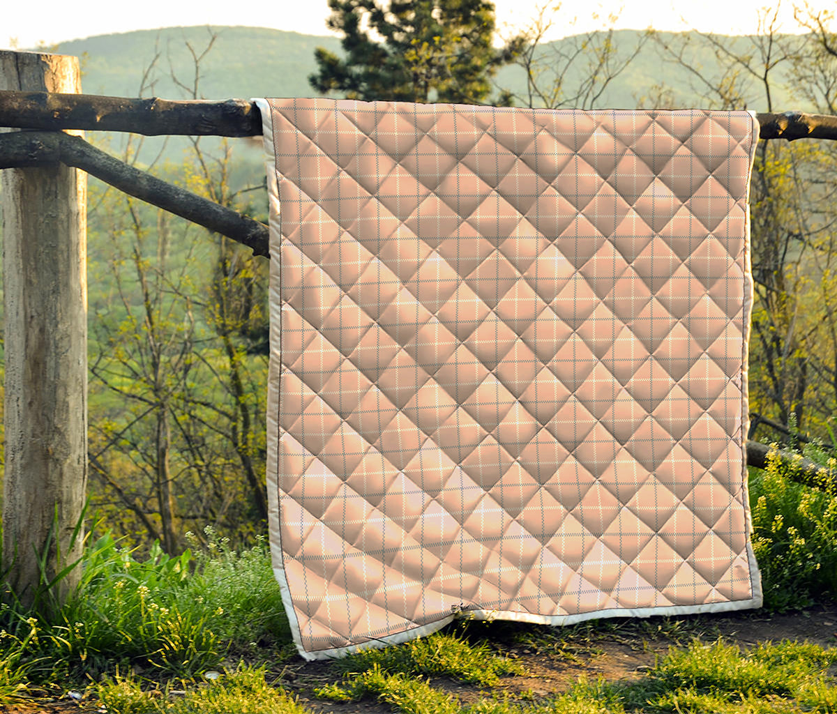 Pastel Pink Tattersall Pattern Print Quilt
