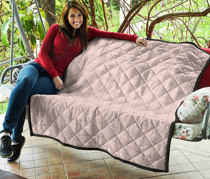 Pastel Pink Tattersall Pattern Print Quilt