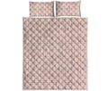 Pastel Pink Tattersall Pattern Print Quilt Bed Set
