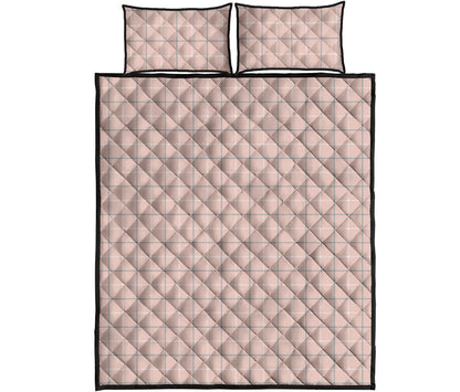 Pastel Pink Tattersall Pattern Print Quilt Bed Set