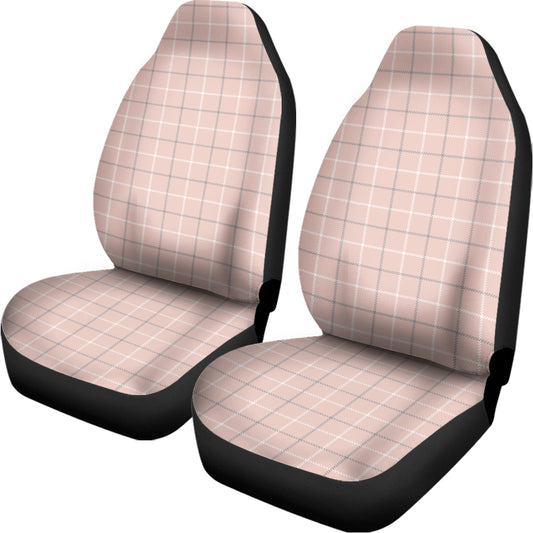 Pastel Pink Tattersall Pattern Print Universal Fit Car Seat Covers