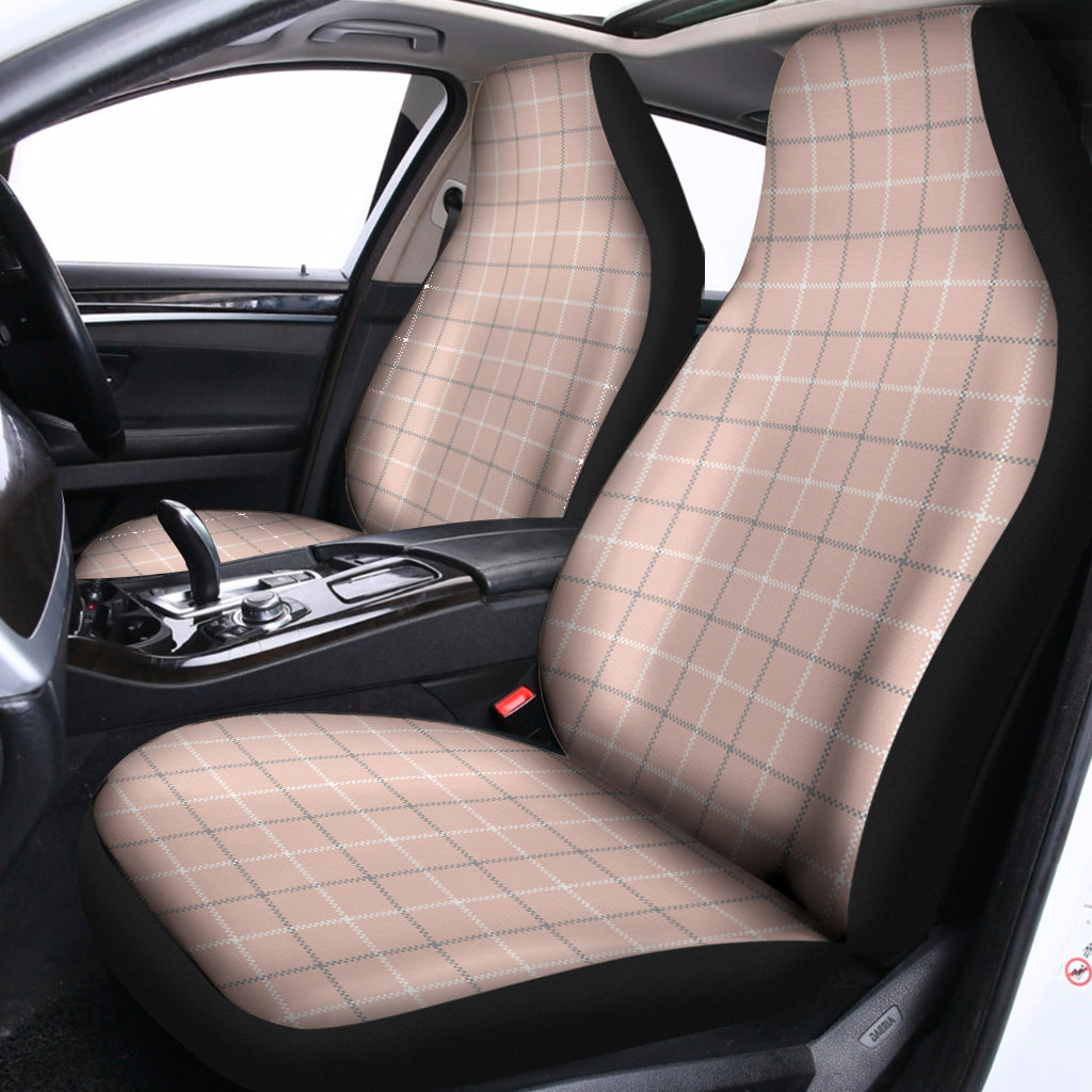 Pastel Pink Tattersall Pattern Print Universal Fit Car Seat Covers