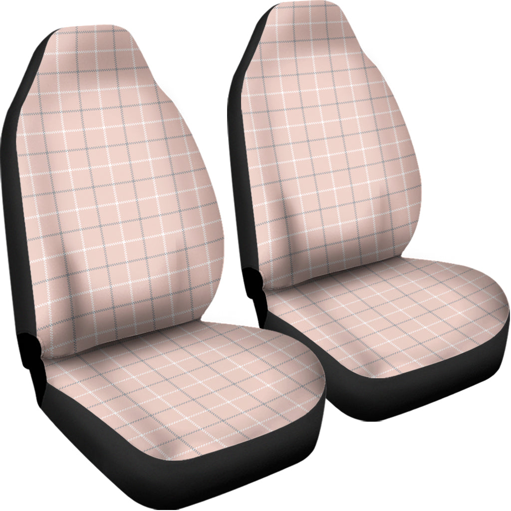 Pastel Pink Tattersall Pattern Print Universal Fit Car Seat Covers