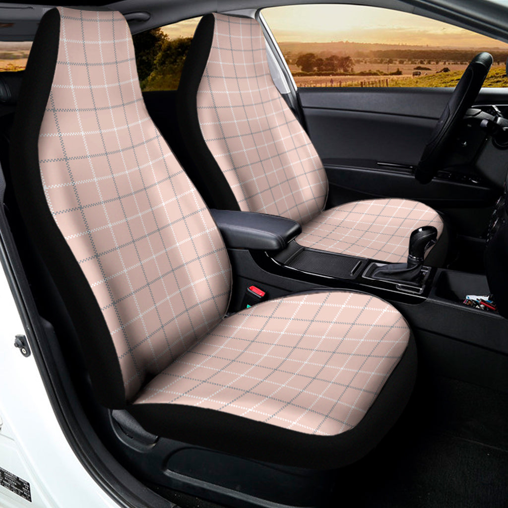 Pastel Pink Tattersall Pattern Print Universal Fit Car Seat Covers