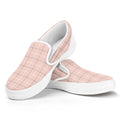 Pastel Pink Tattersall Pattern Print White Slip On Sneakers