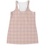 Pastel Pink Tattersall Pattern Print Women's Racerback Tank Top