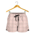 Pastel Pink Tattersall Pattern Print Women's Shorts