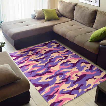 Pastel Purple Camouflage Print Area Rug GearFrost