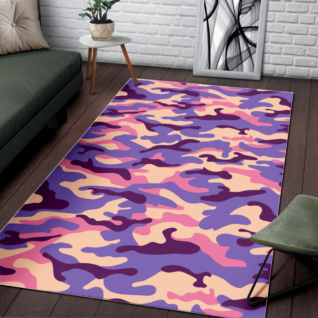 Pastel Purple Camouflage Print Area Rug GearFrost