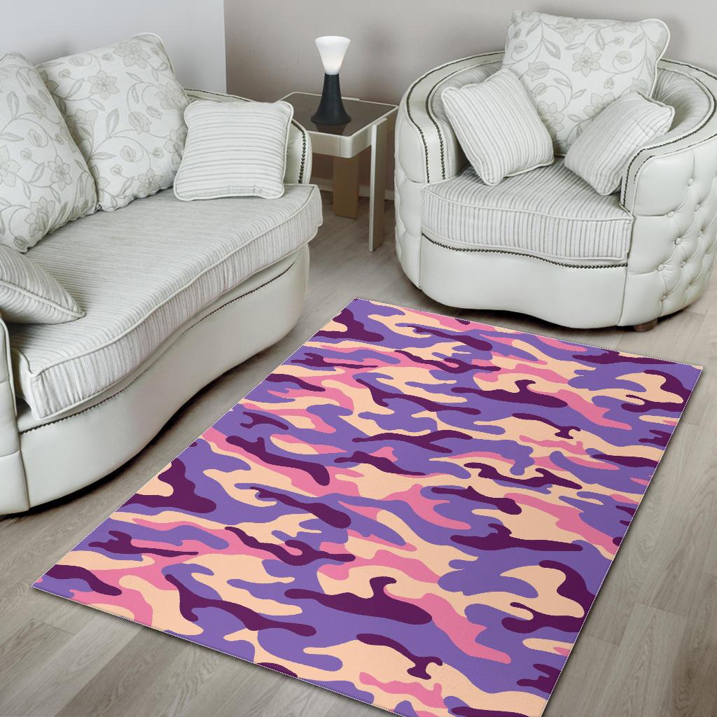 Pastel Purple Camouflage Print Area Rug GearFrost