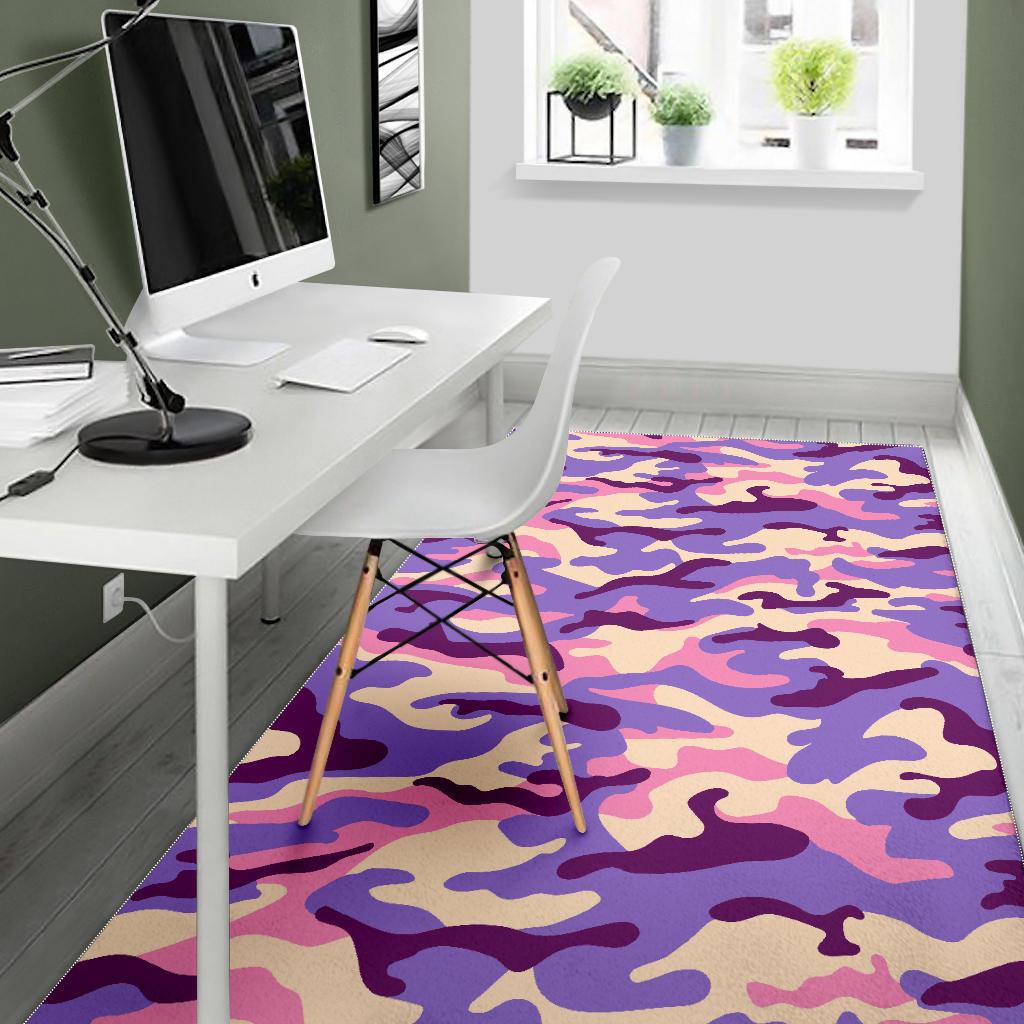 Pastel Purple Camouflage Print Area Rug GearFrost
