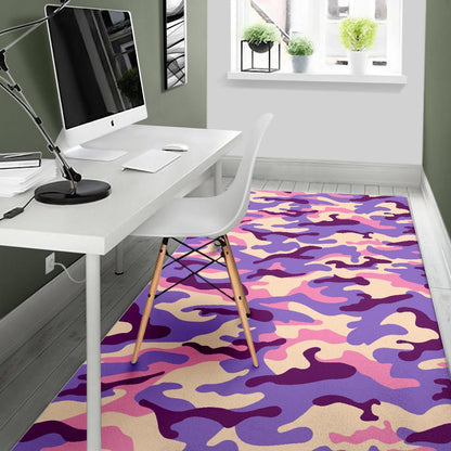 Pastel Purple Camouflage Print Area Rug GearFrost