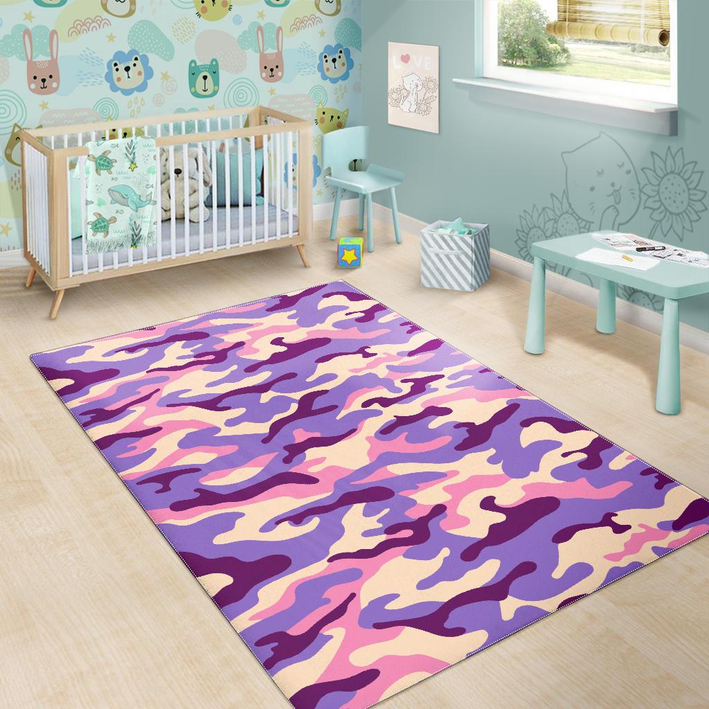 Pastel Purple Camouflage Print Area Rug GearFrost
