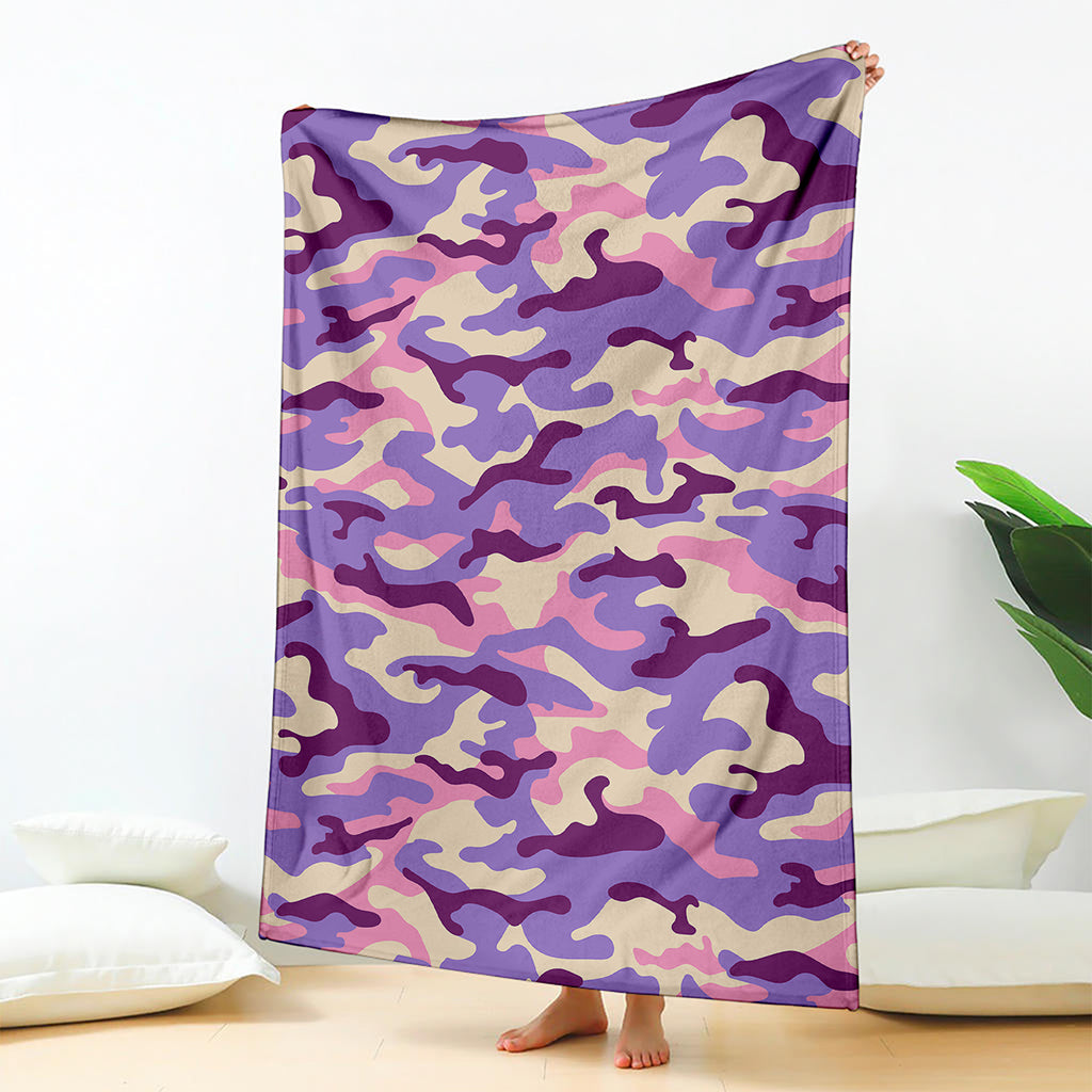 Pastel Purple Camouflage Print Blanket