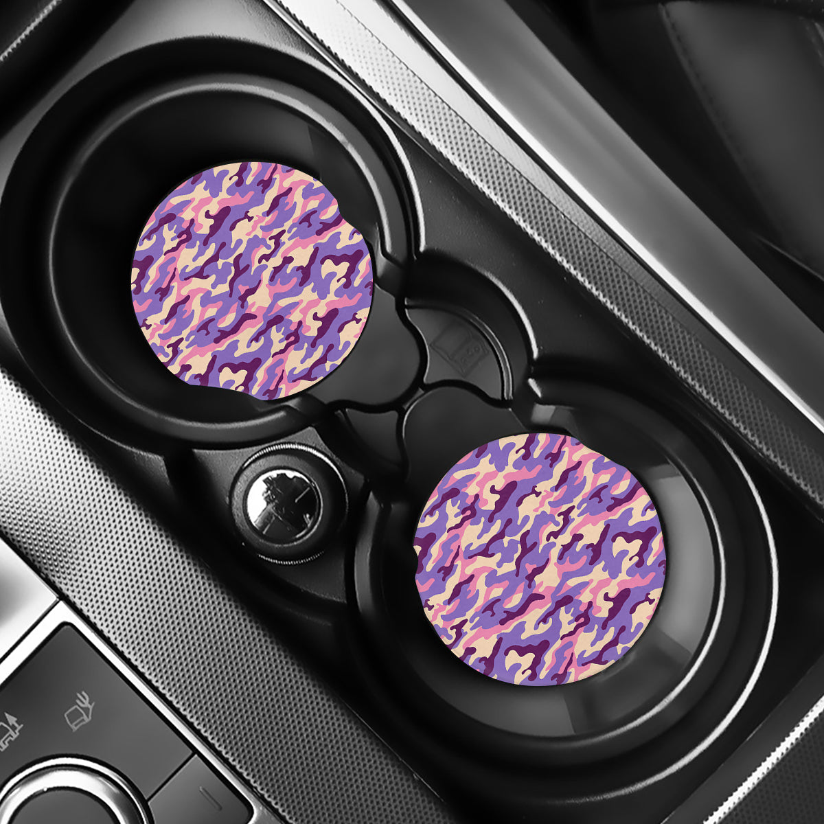 Pastel Purple Camouflage Print Car Coasters