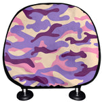 Pastel Purple Camouflage Print Car Headrest Covers