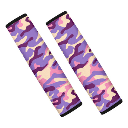 Pastel Purple Camouflage Print Car Seat Belt Covers